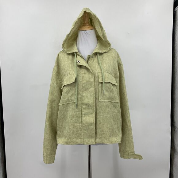 Avec Les Filles Jacket Women L Large Artichoke Zip Up Lightweight Utility Pocket - Picture 2 of 12